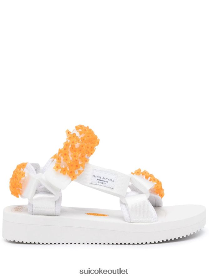 Unisex Cecilie Bahnsen x DEPA-V2CB-2 White/Orange SUICOKE Sandals 2002BP15