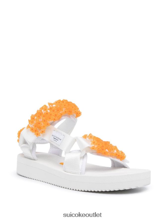 Unisex Cecilie Bahnsen x DEPA-V2CB-2 White/Orange SUICOKE Sandals 2002BP15