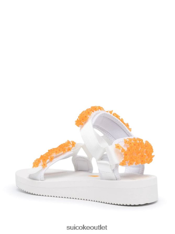 Unisex Cecilie Bahnsen x DEPA-V2CB-2 White/Orange SUICOKE Sandals 2002BP15